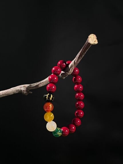Five-way God of Wealth Agate Cinnabar Bracelet